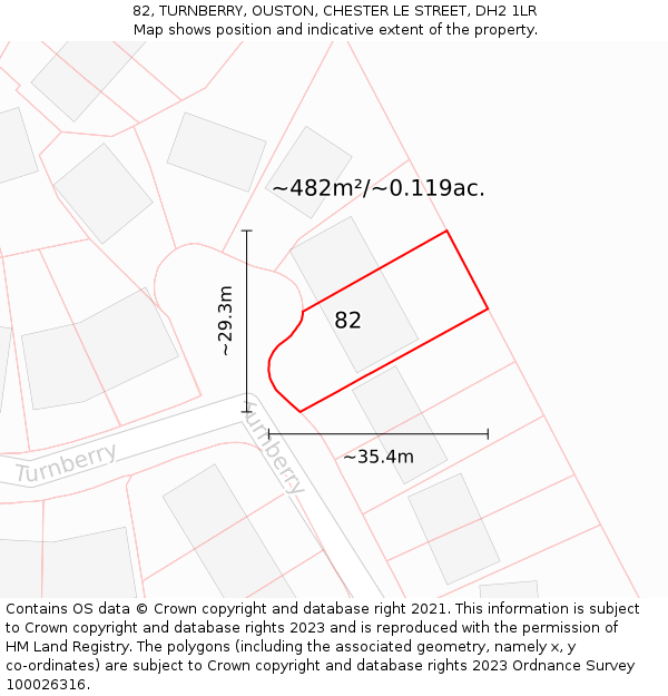 82, TURNBERRY, OUSTON, CHESTER LE STREET, DH2 1LR: Plot and title map