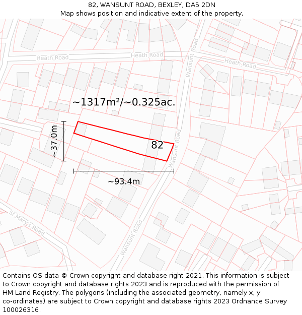 82, WANSUNT ROAD, BEXLEY, DA5 2DN: Plot and title map