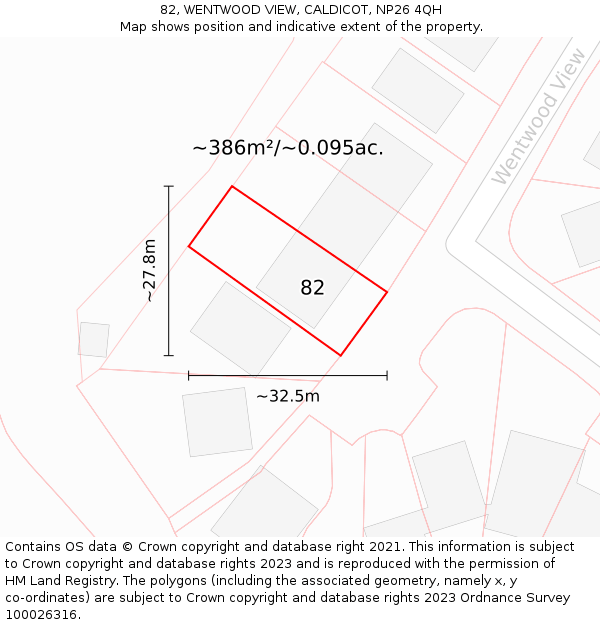 82, WENTWOOD VIEW, CALDICOT, NP26 4QH: Plot and title map