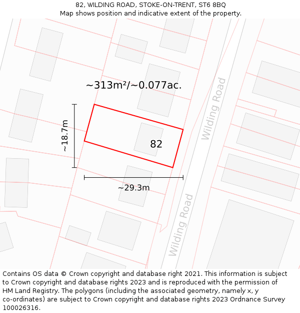 82, WILDING ROAD, STOKE-ON-TRENT, ST6 8BQ: Plot and title map