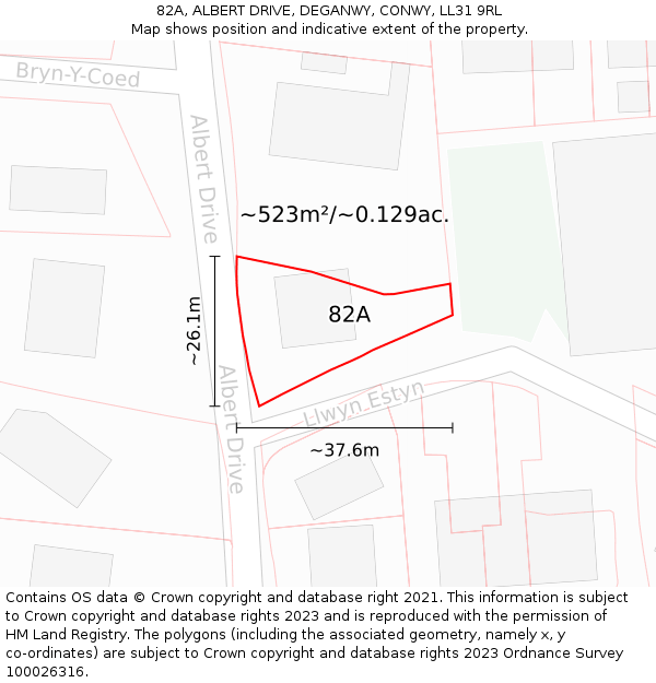 82A, ALBERT DRIVE, DEGANWY, CONWY, LL31 9RL: Plot and title map