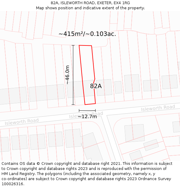 82A, ISLEWORTH ROAD, EXETER, EX4 1RG: Plot and title map