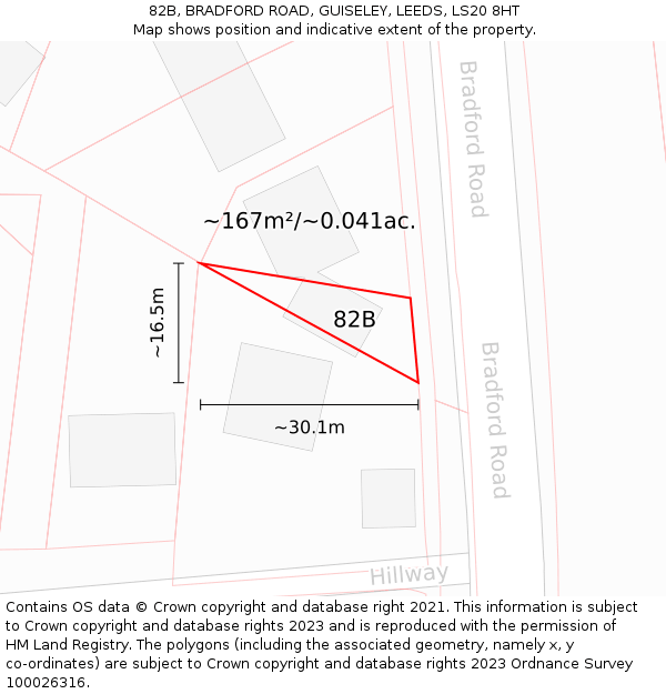 82B, BRADFORD ROAD, GUISELEY, LEEDS, LS20 8HT: Plot and title map