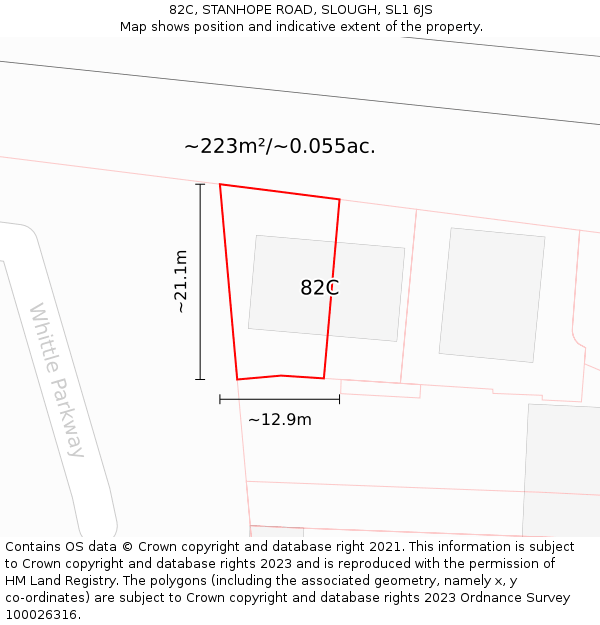 82C, STANHOPE ROAD, SLOUGH, SL1 6JS: Plot and title map