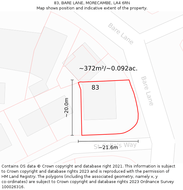 83, BARE LANE, MORECAMBE, LA4 6RN: Plot and title map