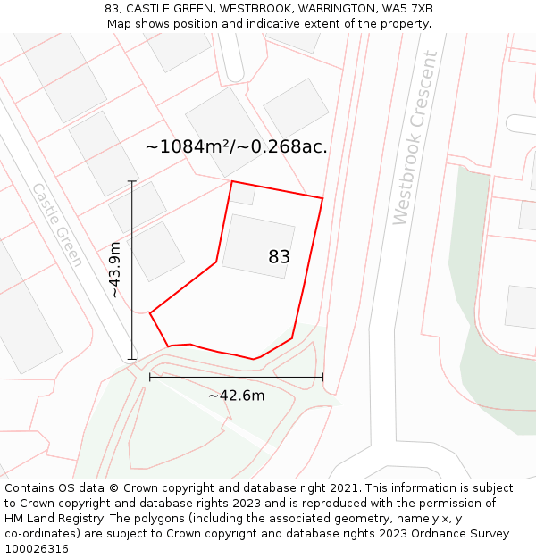 83, CASTLE GREEN, WESTBROOK, WARRINGTON, WA5 7XB: Plot and title map