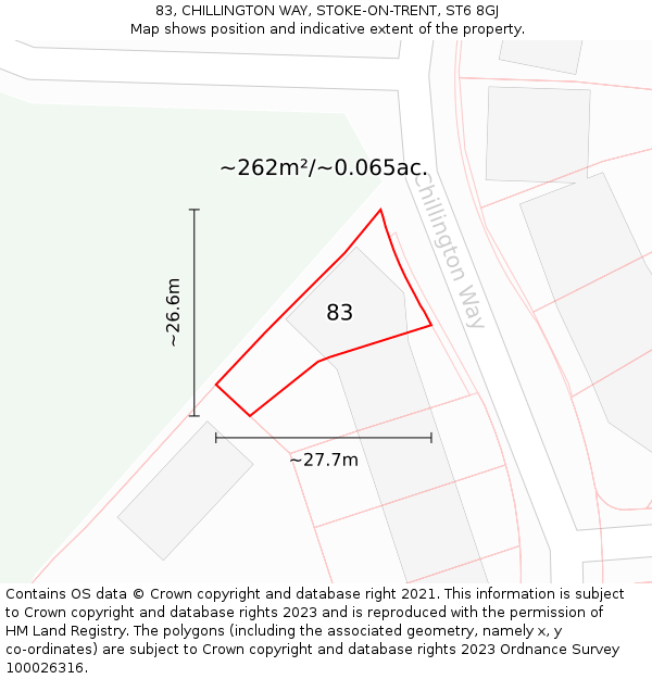 83, CHILLINGTON WAY, STOKE-ON-TRENT, ST6 8GJ: Plot and title map