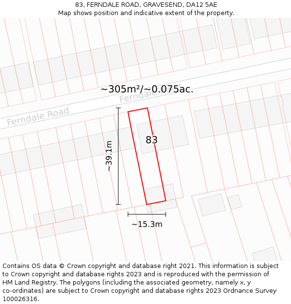 83, FERNDALE ROAD, GRAVESEND, DA12 5AE: Plot and title map