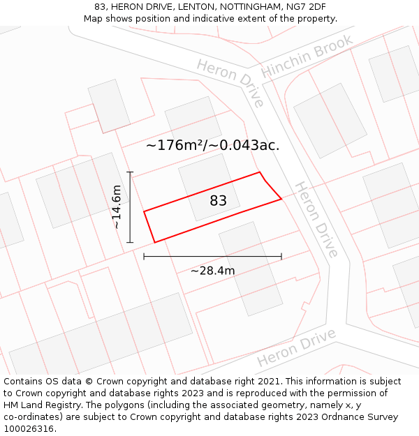 83, HERON DRIVE, LENTON, NOTTINGHAM, NG7 2DF: Plot and title map