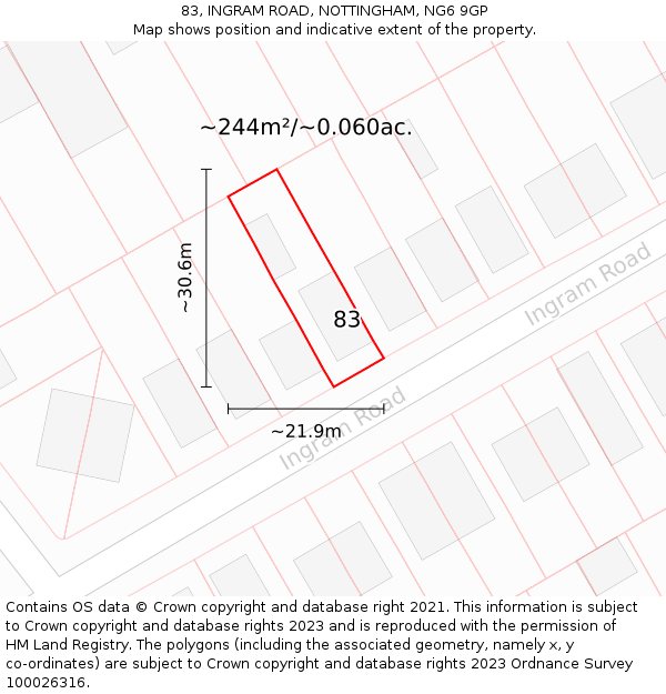 83, INGRAM ROAD, NOTTINGHAM, NG6 9GP: Plot and title map