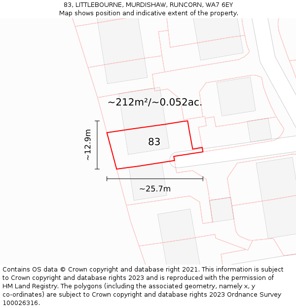 83, LITTLEBOURNE, MURDISHAW, RUNCORN, WA7 6EY: Plot and title map