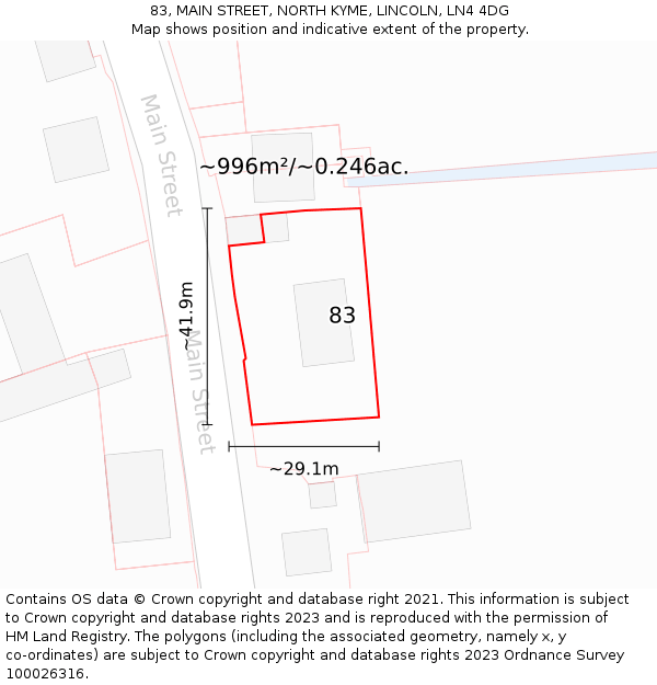 83, MAIN STREET, NORTH KYME, LINCOLN, LN4 4DG: Plot and title map