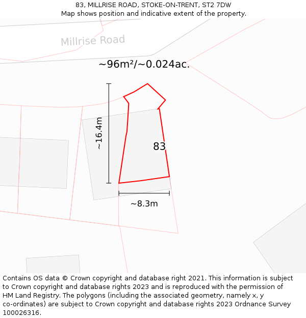 83, MILLRISE ROAD, STOKE-ON-TRENT, ST2 7DW: Plot and title map