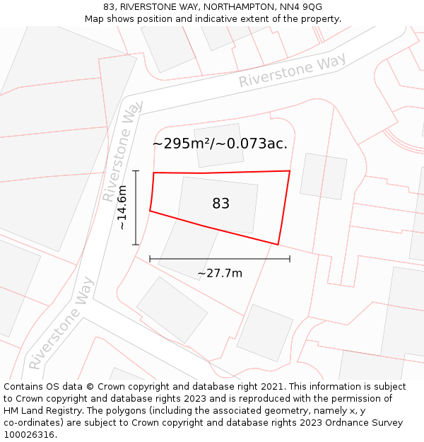 83, RIVERSTONE WAY, NORTHAMPTON, NN4 9QG: Plot and title map