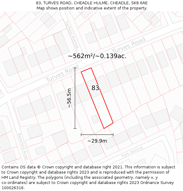 83, TURVES ROAD, CHEADLE HULME, CHEADLE, SK8 6AE: Plot and title map