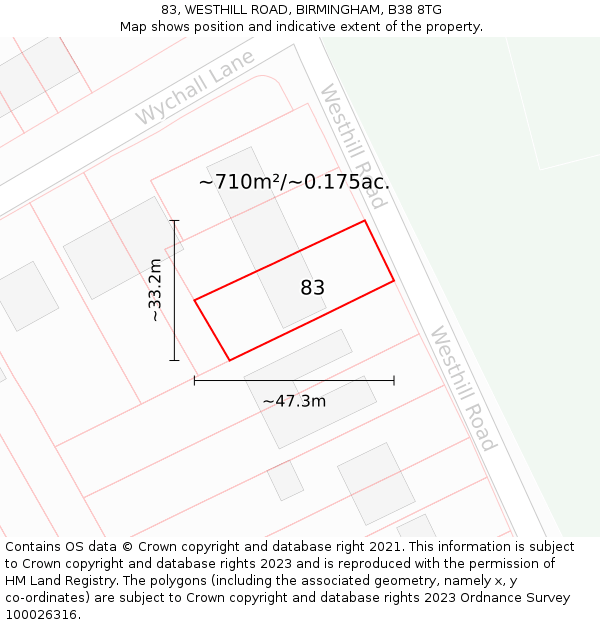 83, WESTHILL ROAD, BIRMINGHAM, B38 8TG: Plot and title map