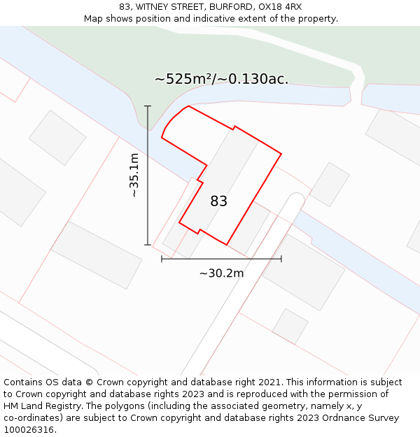 83, WITNEY STREET, BURFORD, OX18 4RX: Plot and title map