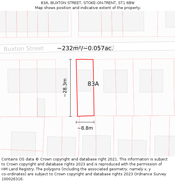 83A, BUXTON STREET, STOKE-ON-TRENT, ST1 6BW: Plot and title map