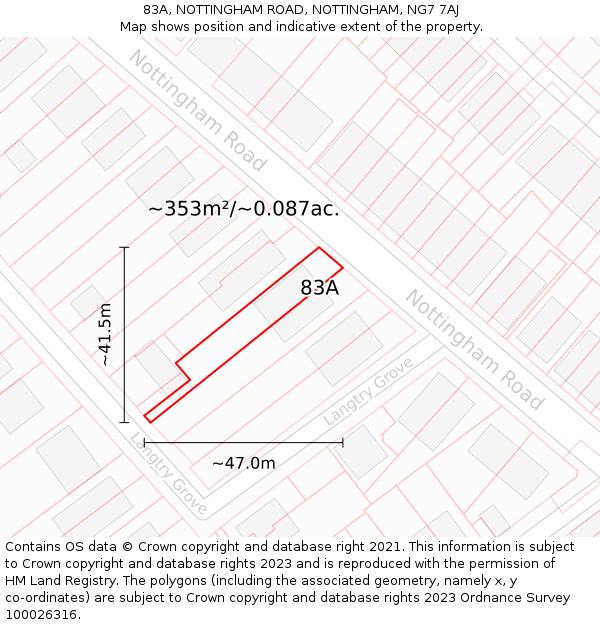 83A, NOTTINGHAM ROAD, NOTTINGHAM, NG7 7AJ: Plot and title map