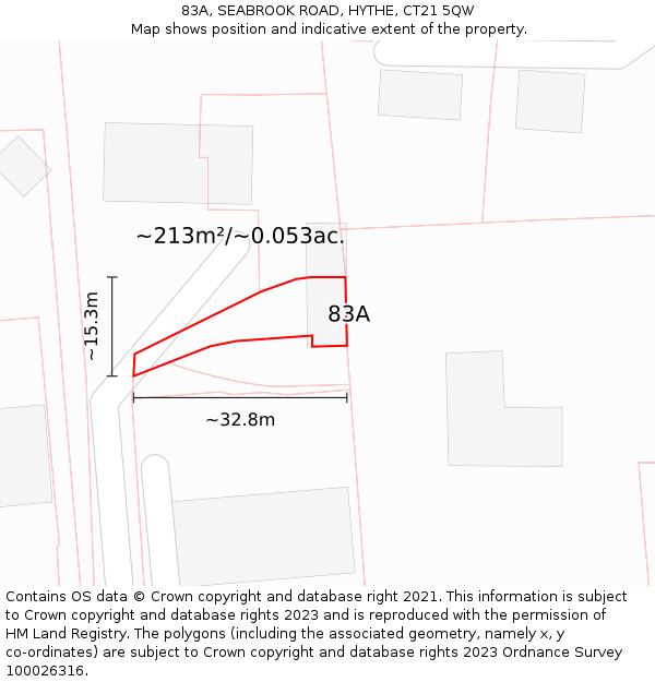 83A, SEABROOK ROAD, HYTHE, CT21 5QW: Plot and title map