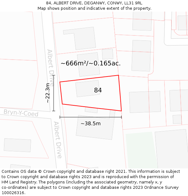 84, ALBERT DRIVE, DEGANWY, CONWY, LL31 9RL: Plot and title map