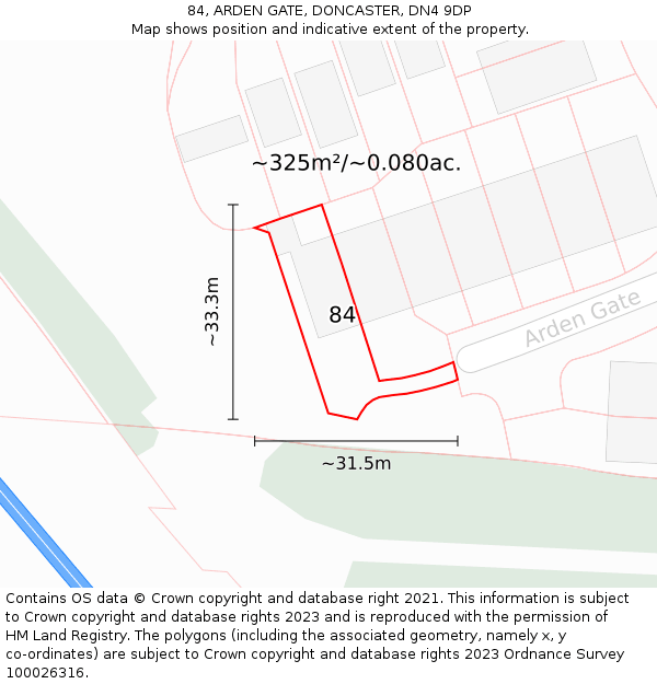 84, ARDEN GATE, DONCASTER, DN4 9DP: Plot and title map