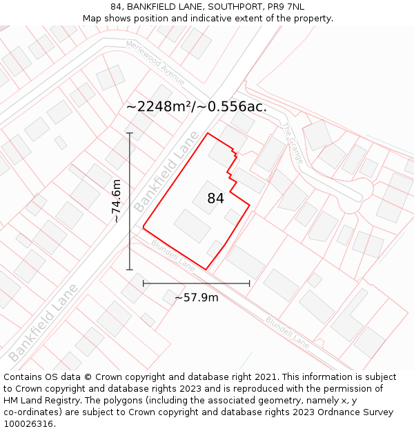 84, BANKFIELD LANE, SOUTHPORT, PR9 7NL: Plot and title map