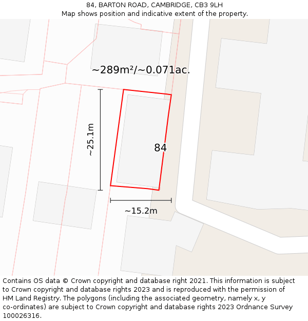 84, BARTON ROAD, CAMBRIDGE, CB3 9LH: Plot and title map