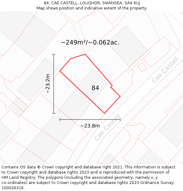 84, CAE CASTELL, LOUGHOR, SWANSEA, SA4 6UJ: Plot and title map