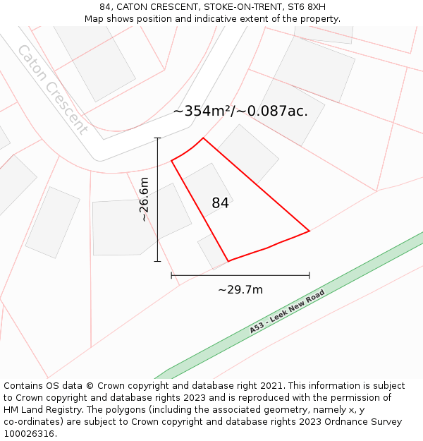 84, CATON CRESCENT, STOKE-ON-TRENT, ST6 8XH: Plot and title map