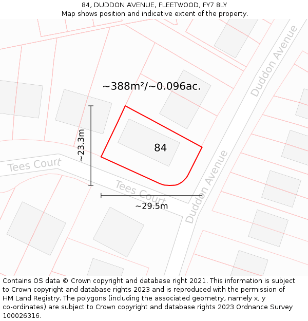 84, DUDDON AVENUE, FLEETWOOD, FY7 8LY: Plot and title map