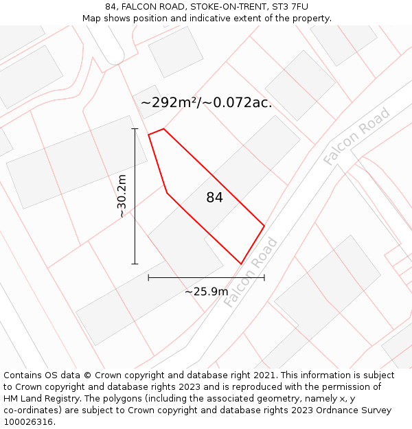 84, FALCON ROAD, STOKE-ON-TRENT, ST3 7FU: Plot and title map