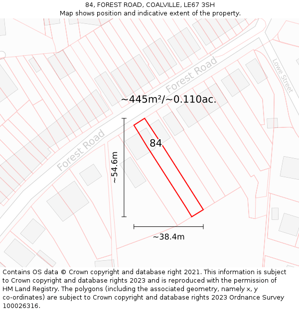 84, FOREST ROAD, COALVILLE, LE67 3SH: Plot and title map