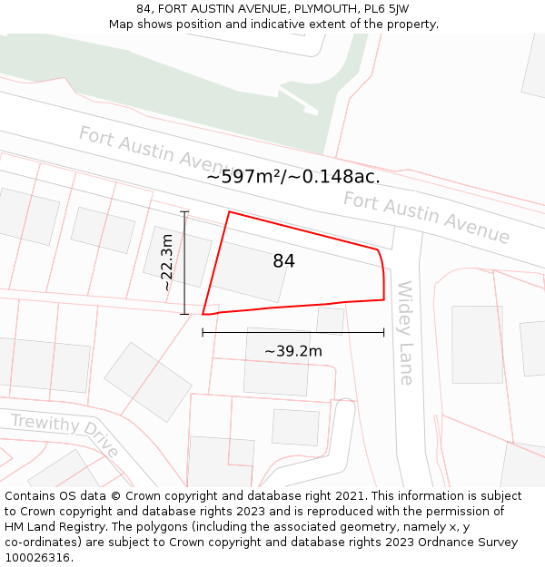 84, FORT AUSTIN AVENUE, PLYMOUTH, PL6 5JW: Plot and title map