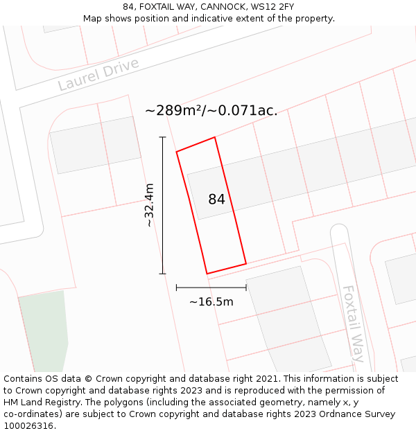 84, FOXTAIL WAY, CANNOCK, WS12 2FY: Plot and title map