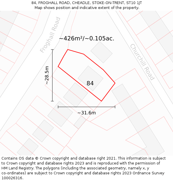 84, FROGHALL ROAD, CHEADLE, STOKE-ON-TRENT, ST10 1JT: Plot and title map