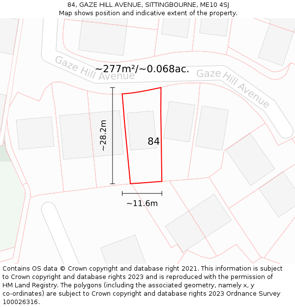 84, GAZE HILL AVENUE, SITTINGBOURNE, ME10 4SJ: Plot and title map