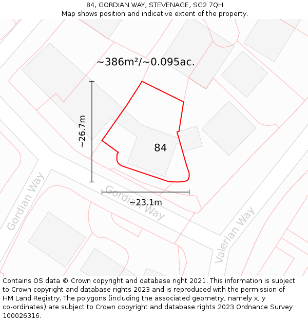 84, GORDIAN WAY, STEVENAGE, SG2 7QH: Plot and title map