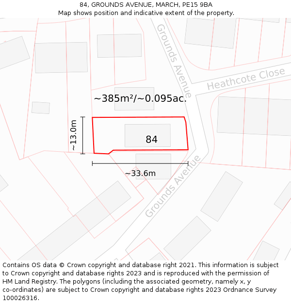 84, GROUNDS AVENUE, MARCH, PE15 9BA: Plot and title map