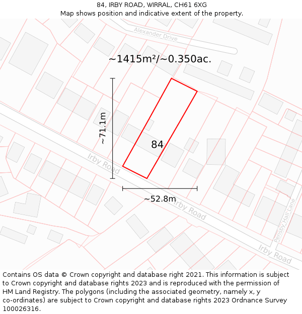 84, IRBY ROAD, WIRRAL, CH61 6XG: Plot and title map