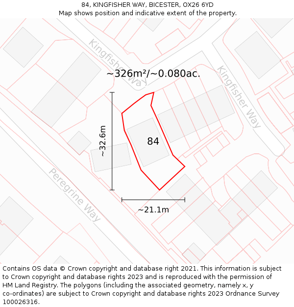 84, KINGFISHER WAY, BICESTER, OX26 6YD: Plot and title map