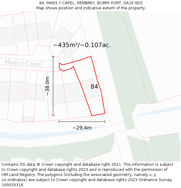 84, MAES Y CAPEL, PEMBREY, BURRY PORT, SA16 0EG: Plot and title map