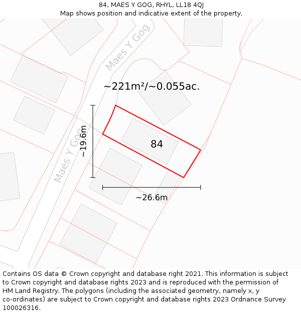 84, MAES Y GOG, RHYL, LL18 4QJ: Plot and title map