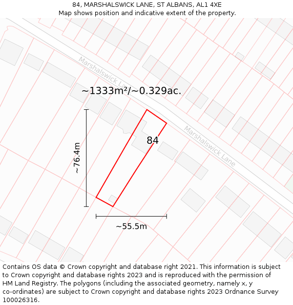 84, MARSHALSWICK LANE, ST ALBANS, AL1 4XE: Plot and title map