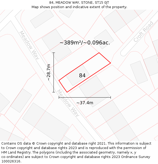 84, MEADOW WAY, STONE, ST15 0JT: Plot and title map
