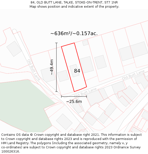 84, OLD BUTT LANE, TALKE, STOKE-ON-TRENT, ST7 1NR: Plot and title map