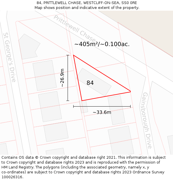 84, PRITTLEWELL CHASE, WESTCLIFF-ON-SEA, SS0 0RE: Plot and title map