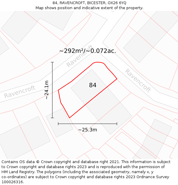 84, RAVENCROFT, BICESTER, OX26 6YQ: Plot and title map