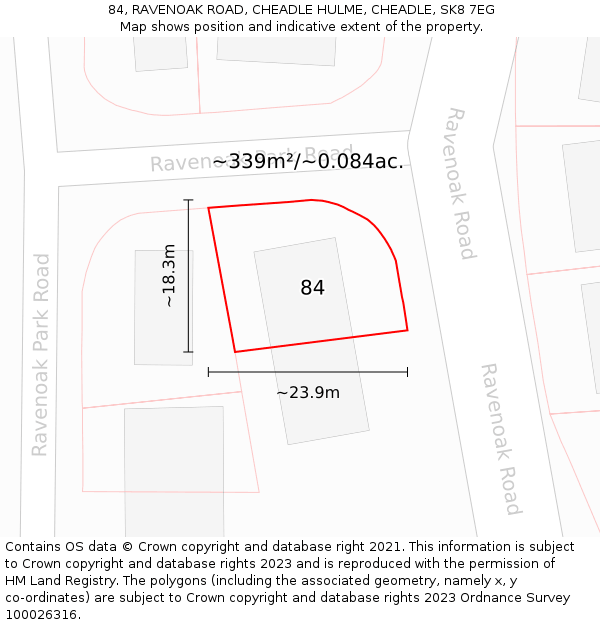 84, RAVENOAK ROAD, CHEADLE HULME, CHEADLE, SK8 7EG: Plot and title map