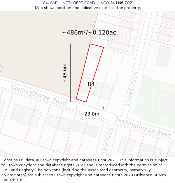 84, SKELLINGTHORPE ROAD, LINCOLN, LN6 7QZ: Plot and title map